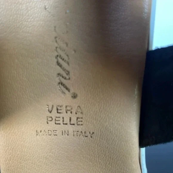 Piampiani Vera Pelle Ankle Strap Platform Sandals Black and White size 9 - Picture 6 of 13